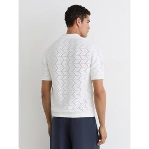 REISS Dalkeith Pointelle-Knit Cuban-Collar Shirt in White